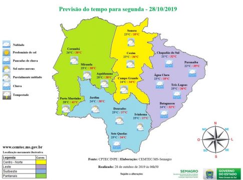 Terça-feira com altas temperaturas e chuvas isoladas no Estado