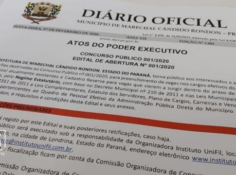 Marechal – Inscrições para Concurso Público estão abertas a partir de hoje