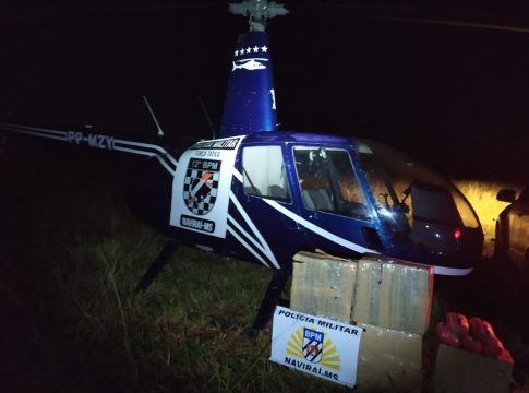 Após pane em helicóptero, polícia descobre quase 200 quilos de cocaína em Naviraí
