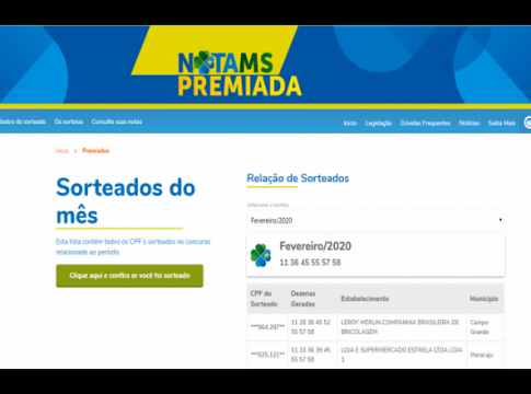 Ganhadores da Nota Premiada MS de abril têm até o dia 14 para se cadastrar