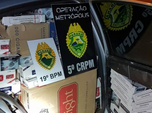 Após perseguição, PM apreende carro carregado com cigarros em Guaíra