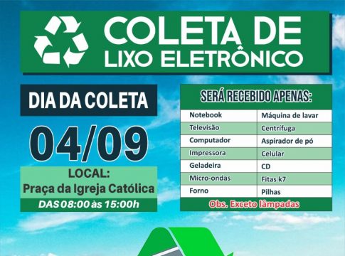 Campanha do Lixo Eletrônico em Mundo Novo acontece no próximo dia quatro