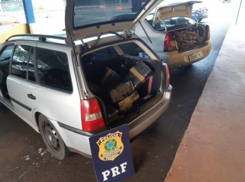PRF apreende, simultaneamente, três carros carregados com drogas em Guaíra