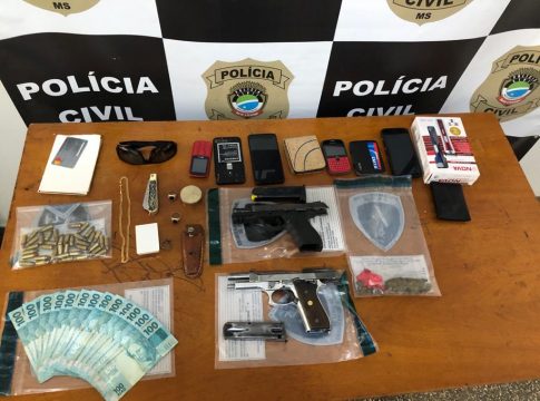Quadrilha investigada por diversos roubos em cidade de MS é presa e tem armas apreendidas