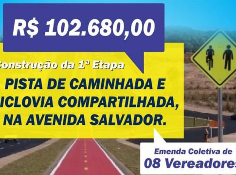 Ação de 8 vereadores garante R$ 102 mil para pista de caminhada em Mundo Novo