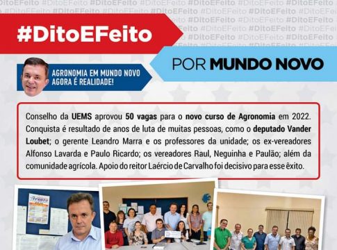 Deputado Vander comemora aprovação de 50 vagas para Agronomia na UEMS de Mundo Novo