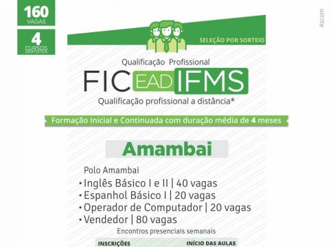 Prefeitura de Amambai e Instituto Federal de MS abrem matrículas para cursos à distância