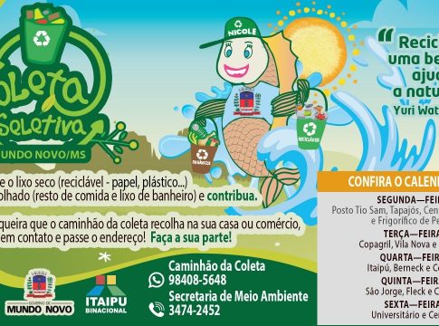 Coleta Seletiva em Mundo Novo está recolhendo papel, plástico, papelão, alumínio e vidro