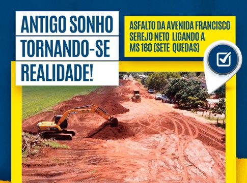Tacuru conquista asfalto em avenida para novo acesso a Sete Quedas