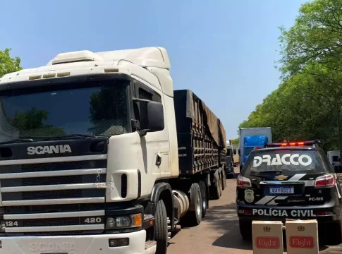 Na rota de MS ao PR, carreta simula levar grãos, mas “cai” com carga de cigarros