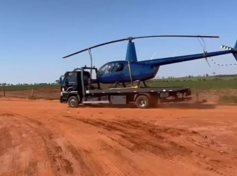 Piloto foge de abordagem e abandona helicóptero em propriedade rural em Naviraí
