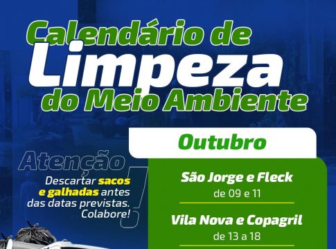 Calendário da limpeza de outubro é anunciado pelo Governo de Mundo Novo