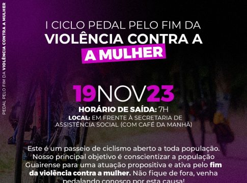 Participe do 1º Ciclo Pedal Pelo Fim da Violência Contra a Mulher