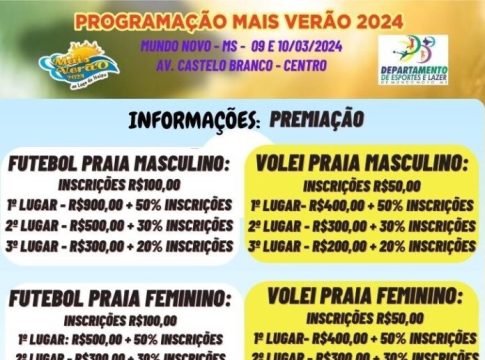Mais Verão começa neste sábado; inscrições para Vôlei e Futebol de Praia abertas
