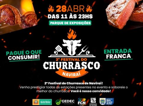 Com 12 horas de evento, 2⁰ Festival do Churrasco de Naviraí acontecerá domingo no Parque de Exposições