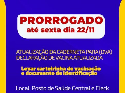 Saúde de Mundo Novo prorroga prazo de atualização para a Declaração de Vacina Atualizada
