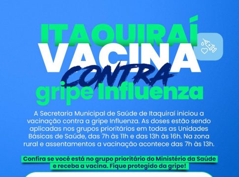 Itaquiraí informa que iniciou a campanha de vacinação contra a gripe Influenza