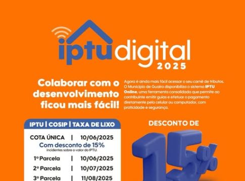 Guaíra informa aos contribuintes que os boletos de IPTU Digital já estão disponíveis para pagamento