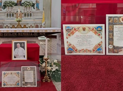 Paróquia de Campo Grande que recebeu bençãos do Papa Francisco monta altar com homenagem