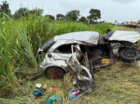 Criança morre após carro em que estava com a família bater em caminhão na BR-267