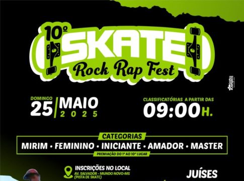 Mundo Novo recebe neste domingo (25) a 10º Skate Rap Fest