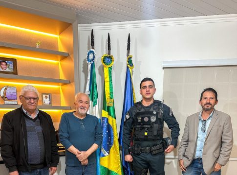 Prefeito e presidente da Câmara recebem novo comandante do 2º Pelotão de Polícia Milita de Iguatemi