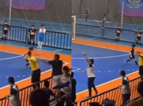 Pai de jogador é flagrado agredindo árbitro em partida de futsal em Dourados