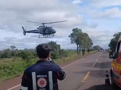 Helicóptero socorre criança vítima de acidente na BR-262
