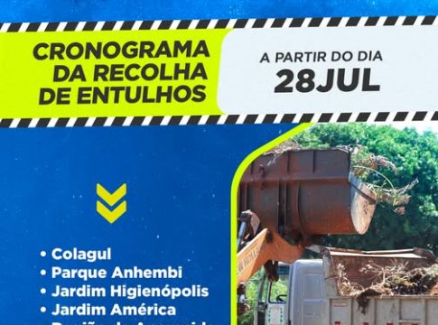 Guaíra divulga próximos bairros que receberão a coleta de entulhos entre os dias 28 e 31 de julho