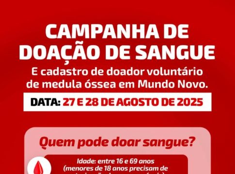 MUNDO NOVO – Amed e Hemosul fazem campanha de doação de sangue