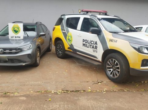 Veículo furtado no RS é recuperado pela PM de Guaíra e homem é preso