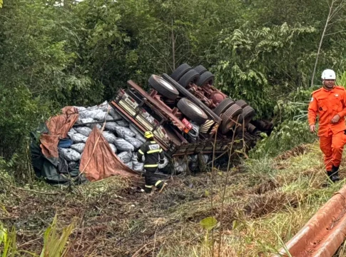 Polícia identifica motorista morto após caminhão carregado de carvão tombar na MS-040