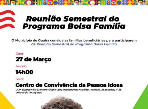 SEMAS, por meio do CRAS, convida famílias do Bolsa Família para reunião semestral