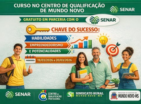 Curso gratuito será realizado no Centro de Qualificação de Mundo Novo
