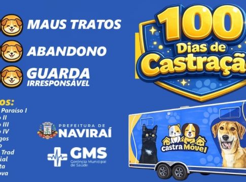 Naviraí lança campanha “100 Abandono, 100 Maus -Tratos, 100 Guarda Irresponsável ” com mutirão de castração em 10 bairros