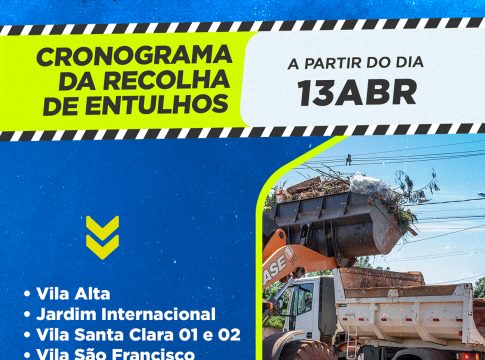 Guaíra lança cronograma de recolha de entulho 13 à 16 de Abril