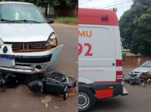 Carro atinge scooter e deixa dois feridos em Nova Andradina