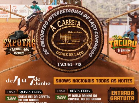26º Encontro Interestadual de Laço Comprido ocorrerá durante a Expotac 2026