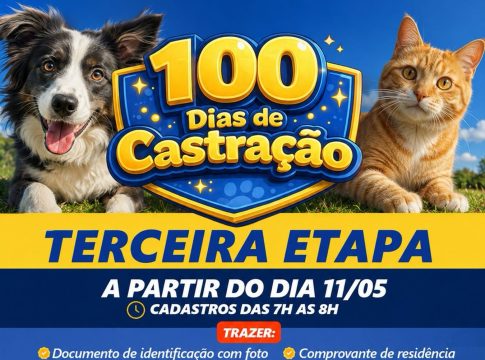 Atenção Naviraí! A 3ª etapa dos 100 Dias de Castração está chegando
