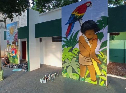 JAPORÃ: Oficina de Grafite resulta em duas pinturas artístico-culturais na praça central