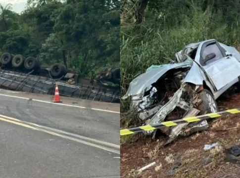 Homem morre em colisão entre caminhão e carro na BR-163
