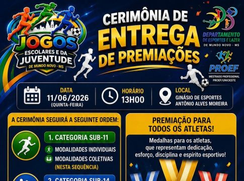 Cerimônia de Entrega de Premiações – Jogos Escolares e da Juventude de Mundo Novo