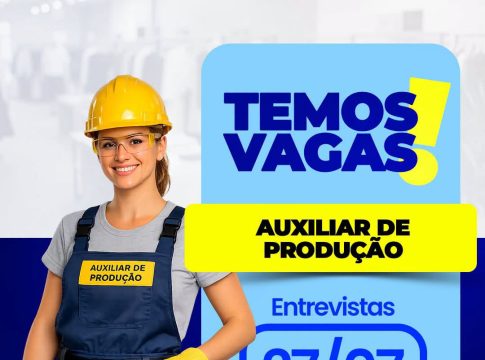 Entrevista de emprego para Auxiliar de Produção acontece na segunda-feira, dia 27