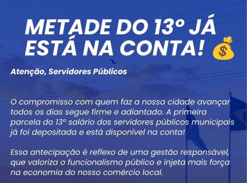 Prefeito Torquetti autoriza pagamento de metade do 13º salário