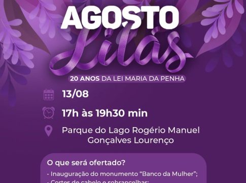 Agosto Lilás: Guaíra promove ação especial pelos 20 anos da Lei Maria da Penha
