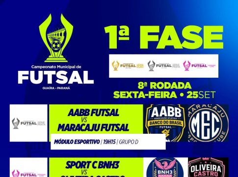 Futsal movimenta o Módulo Esportivo com três partidas pela 8ª rodada