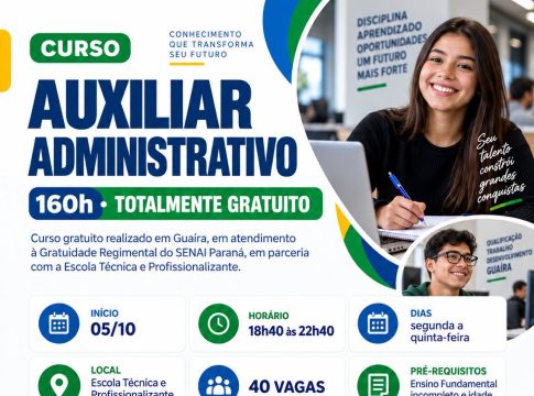 Quer se qualificar? Guaíra abre 40 vagas para curso gratuito de Auxiliar Administrativo