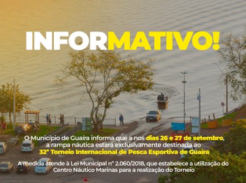 Informativo rampa náutica do Centro Náutico Marinas
