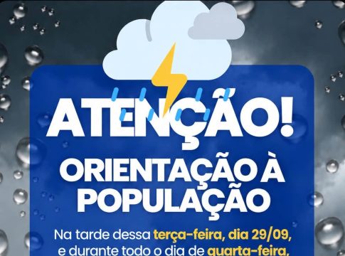 Defesa Civil alerta população de Mundo Novo para possibilidade de tempestades