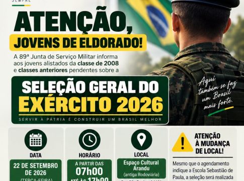 ATENÇÃO, JOVENS DE ELDORADO!